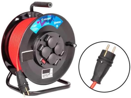 КОСМОС Удлинитель (катушка) 16А 4 гн ПВС 32,5 (50м) IP54 с заземлением УХз16 YKKsm50m-4g-Z(2,5)IP