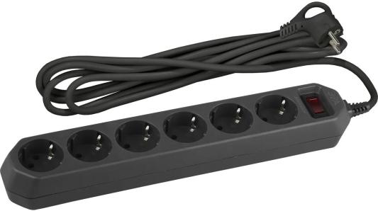 ЭРА USF-6es-1,5m-B-BOX черный с заземл, 3x0,75мм2, с выкл, 6гн, 1,5м Б0037261