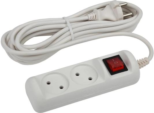 ЭРА U2s5m2x1 Удлинль без заземл, с выкл, 2гн, 5м, ПВС, 2х1мм2, 10А 20/720 Б0044048