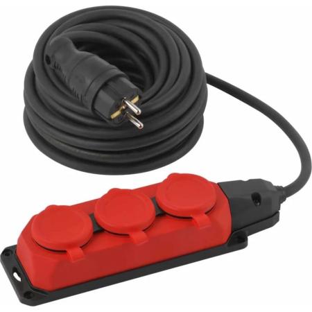 ЭРА Удлинитель силовой UK3e3x1,510mIP44(KG) с заземлением 3 розетки каучук 10м КГ 3x1,5мм2 IP44 Б0057580