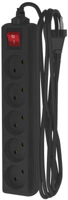 ФОТОН Удлинитель сетевой 10-35S, 3м, 5 розеток, 10А, с выключателем, Черный 22727