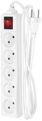 ФОТОН Удлинитель сетевой 10-25S, 2м, 5 розеток, 10А, с выключателем, Белый 21117