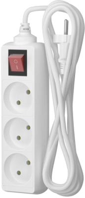 ФОТОН Удлинитель сетевой10-23S, 2м, 3 розетки, 10А, с выключателем, белый 24745