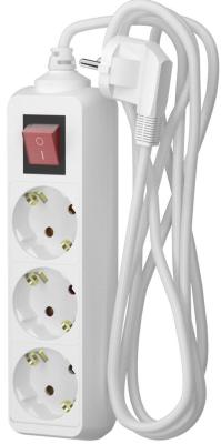 ФОТОН Удлинитель сетевой " 16-33ЕS, 3м, 3 розетки, 16А, с выключателем, с заземлением, Белый 24752