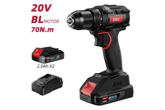 Дрель-шуруповерт аккумуляторная ударная Deli DE-CZ20-2D2 (2 АКБ*2Ач+ЗУ, 20В, 10мм, 50Нм, сумка)