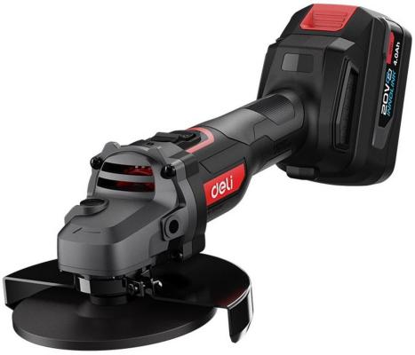 Угловая шлифмашина аккумуляторная Deli DE-JM20-3D4 (2АКБ*4Ач + ЗУ, 20В, 115мм, М14, 3500/6000/10000об/мин, сумка)