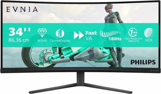 МОНИТОР 34" PHILIPS 34M2C3500L/00 Dark-Grey (VA, изогнутый, 3440x1440, 180Hz, 0.5 ms, 178°/178°, 300 cd/m, 3000:1,HDMI)