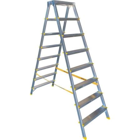 Алюмет Двухсторонняя стремянка алюминиевая анодированная 8 ст. APD9208