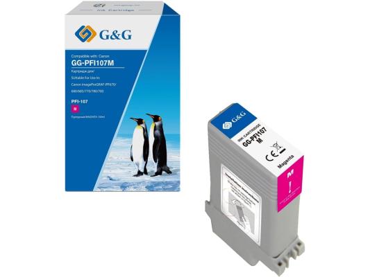 Картридж струйный G&G GG-PFI107M пурпурный (130мл) для Canon imageProGRAF iPF670/680/685/770/780/785