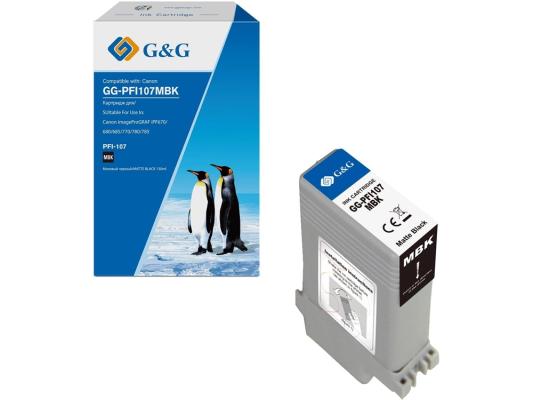 Картридж струйный G&G GG-PFI107MBK черный матовый (130мл) для Canon imageProGRAF iPF670/680/685/770/780/785