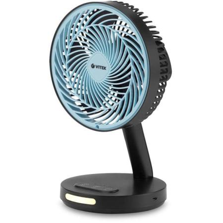 Вентилятор настольный Vitek VT-2072 10Вт скоростей:3 черный/голубой