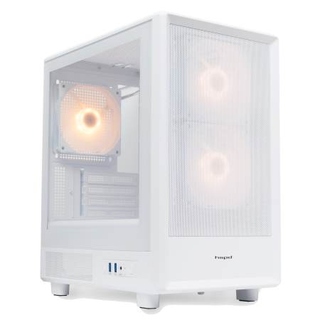 Корпус без блока питания/ HSPD M310, Mesh Mini-tower, White, TG, 0.4 SPCC, 3x120mm ARGB mATX, mITX 180/280/160mm 1x2.5", 1x3.5", 4xPCI 2xUSB-A 3.0 452x277x418mm