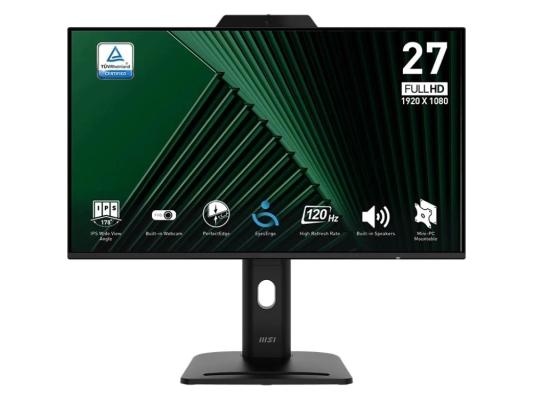 MSI PRO MP272PMG 27" 16:9 FHD(1920x1080) IPS Flat,Webcam,4ms(GTG),1500:1,100M:1,300nit,1xHDMI,1xDP,1xVGA,2xUSB-A,1xUSB-B,Speaker,Tilt,Swivel,Height,Pivot,VESA,120Hz,Black,1y war-ty