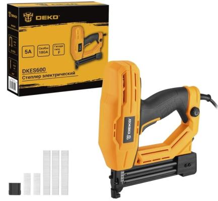 Степлер электрический Deko DKES600 скобы тип 18Ga: 15-25мм гвозди тип 300: 15-32мм