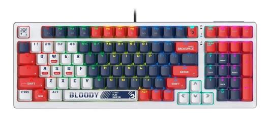 Клавиатура A4TECH Bloody S98 Sports Navy BLMS Plus,  USB, синий + белый [s98 sports navy blms red plus]