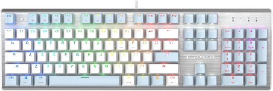 Клавиатура A4TECH Fstyler FS100 Neon,  USB, синий + белый