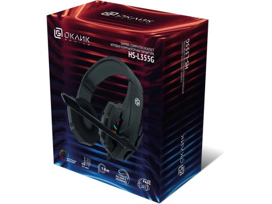 Гарнитура игровая Oklick HS-L355G,  для компьютера, мониторные,  проводные, черный [1939807]