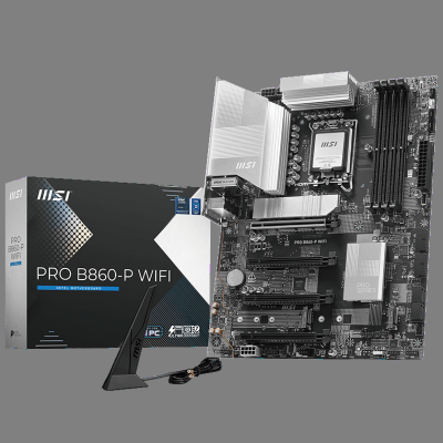 Материнская плата MSI PRO B860-P WIFI B860, LGA1851, 4*DDR5, 4*PCIEx16, 3*M.2, 1*TypeC, 2*USB3.2Gen2, 6*USB3.2Gen1, 8*USB2.0, 4*SATA3.0, 5G, Type-C DP, DP, HDMI, ATX, RTL