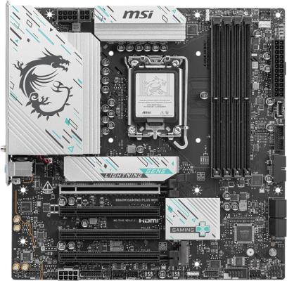 Материнская плата MSI B860M GAMING PLUS WIFI B860, LGA1851, 4*DDR5, 4*PCIEx16, 3*M.2, 1*TypeC, 1*USB3.2Gen2, 5*USB3.2Gen1, 6*USB2.0, 4*SATA3.0, 5G, Type-C DP, DP, HDMI, M-ATX, RTL