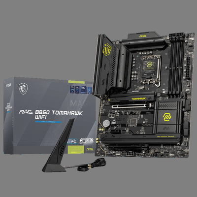 Материнская плата MSI MAG B860 TOMAHAWK WIFI B860, LGA1851, 4*DDR5, 2*PCIEx16, 1*PCIEx1, 3*M.2, 3*TypeC, 4*USB3.2Gen2, 2*USB3.2Gen1, 8*USB2.0, 4*SATA3.0, 5G, Type-C DP, DP, HDMI, ATX, RTL