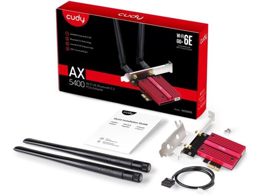 Беспроводной адаптер Wi-Fi 6, Cudy WE3000S, AX5400, Bluetooth 5.3 PCI Express (WE3000S)