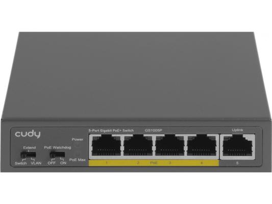 Коммутатор неуправляемый PoE+ Cudy GS1005P, 5 портов RJ45 10/100/1000 Мбит/с PoE+ (60 Вт) (GS1005P)