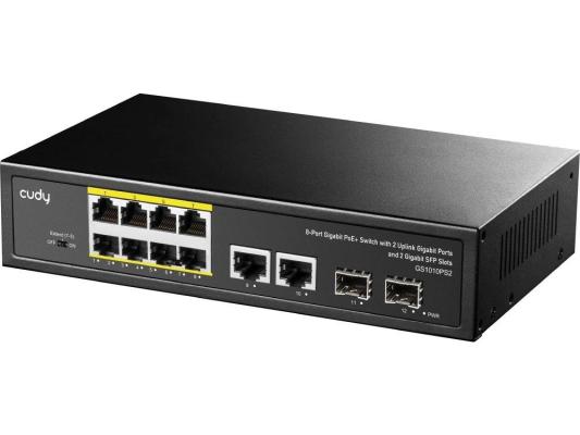 Коммутатор неуправляемый с PoE, Cudy GS1010PS2 10 портов RJ45 10/100/1000 Мбит/с, 8xPoE, 30W/port, 2x1000 BASE-X SFP (GS1010PS2)