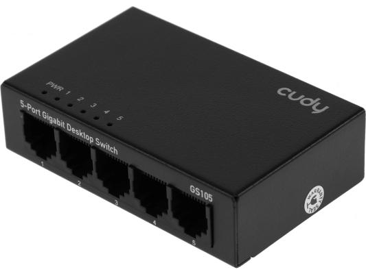 Коммутатор неуправляемый Cudy GS105,5 портов RJ45 10/100/1000 Мбит/с, металлический корпус