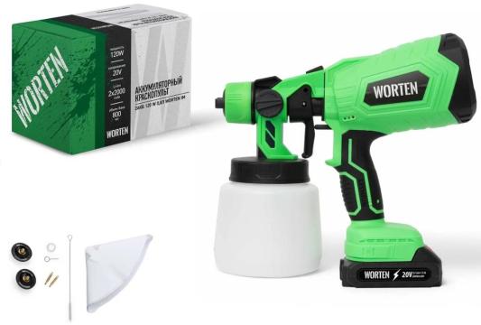 WORTEN Аккумуляторный краскопульт, 1х2 Ач, 120W 0,8л КА-90000336