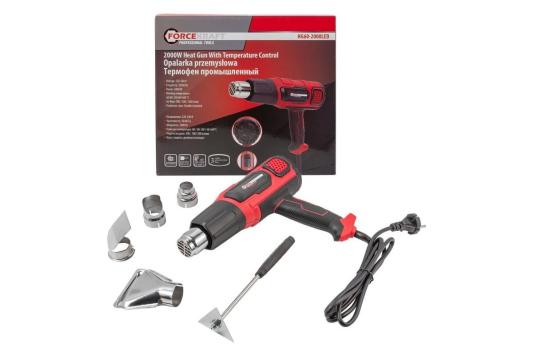 Forcekraft Фен промышленный электрический с насадками FK-HG60-2000LED(52345)