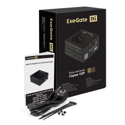 Блок питания 1000W ExeGate 80 PLUS® GOLD 1000VSP FС (ATX3.0, APFC, КПД 90% (80 PLUS GOLD), 120mm fan, 24pin, 2x(4+4)pin, PCIE5.0/12VHPWR, 4xPCI-E, 6xSATA, 3xIDE, 1xFDD, Full Cable Management, black, Color box)