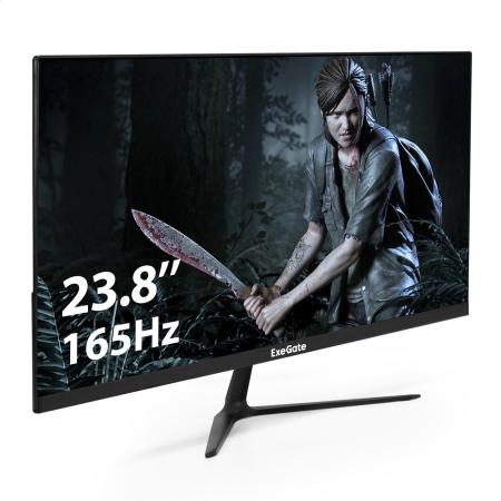 Монитор игровой с аудио 23.8" 165 Гц ExeGate Combat EG2407CA (IPS LED Grade A+, FHD, 1920x1080@165Гц, 16:9, 300cd/m2, 1000:1, 178°/178°, 1ms, Speakers, HDMI, DisplayPort, audio-out, USB, Flicker-free, FreeSync, Low Blue Light, кабель HDMI 1.5м, VESA 75x75, регулировка наклона (tilt), черный)