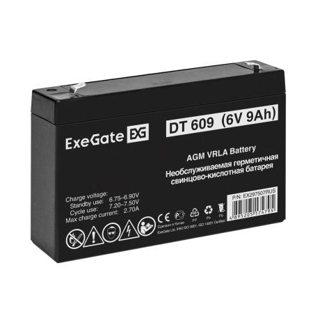 Аккумуляторная батарея ExeGate DT 609 (6V 9Ah, клеммы F2)