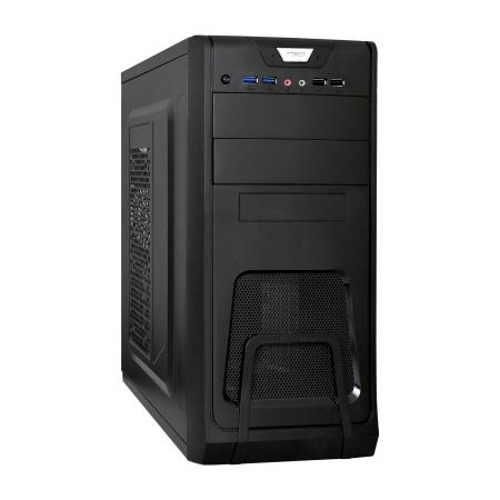 Корпус Miditower ExeGate CP-603-UNS400 (ATX, БП UNS400 с вент. 12см, 2*USB, аудио, черный)