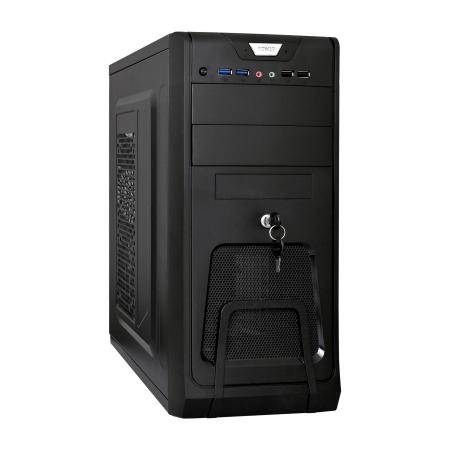 Корпус Miditower ExeGate CP-603UB-UNS450 (ATX, БП UNS450 с вент. 12см, 2*USB, аудио, черный)