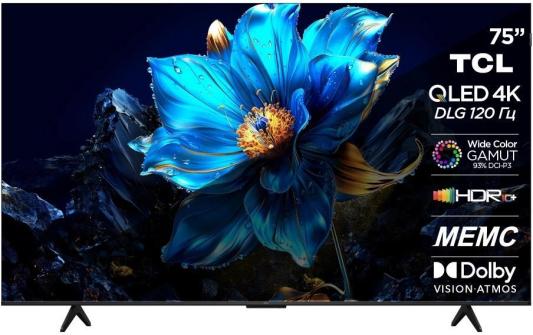 Телевизор QLED TCL 75" 75P7K черный 4K Ultra HD 60Hz DVB-T DVB-T2 DVB-C DVB-S DVB-S2 USB WiFi Smart TV