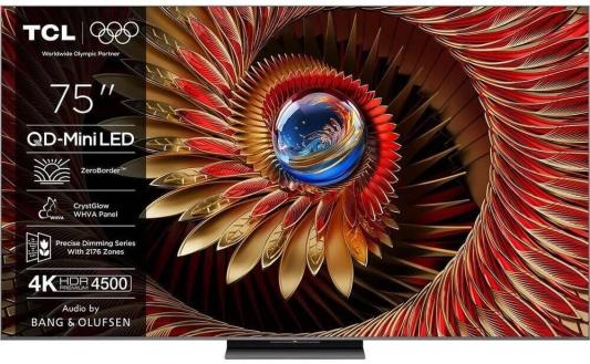 Телевизор QLED TCL 75" 75C8K черный 4K Ultra HD 144Hz DVB-T DVB-T2 DVB-C DVB-S DVB-S2 USB WiFi Smart TV