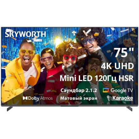 75" Телевизор SKYWORTH 75X85G QD-Mini LED QLED, 4K Ultra HD, черный, СМАРТ ТВ, Google TV