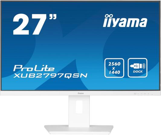 Монитор Iiyama 27" ProLite XUB2797QSN-W2 белый IPS LED 16:9 HDMI M/M матовая HAS Piv 1300:1 300cd 178гр/178гр 2560x1440 100Hz DP Quad HD 2K (1440p) USB 6.1кг