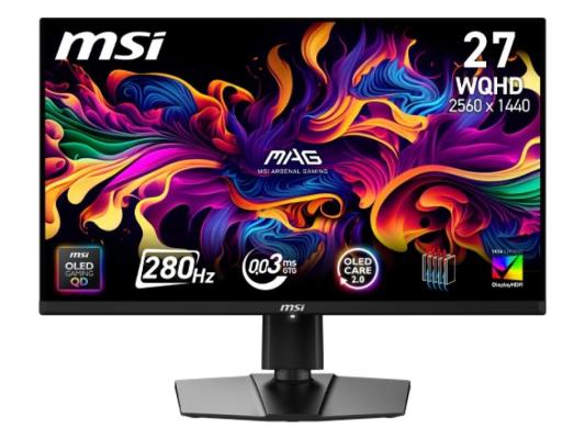 MSI MAG 271QP QD-OLED X28 26,5" 16:9 WQHD(2560x1440) QD-OLED Flat,True Black 400, 0.03ms(GTG), 1,5M:1, HDR Brightness 1000nits, 2xHDMI, DP, Type-C, Tilt,Swivel,Height,Pivot,VESA,280Hz,Black,1y w-ty