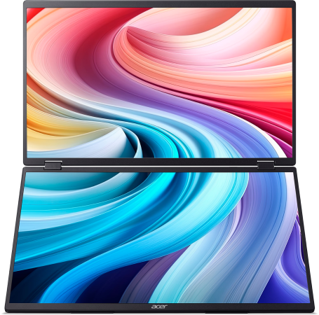 Монитор/ ACER PD193QEbmiuux 18,5'', Double Portable monitor, UltraThin Black, 16:9, IPS, 1920x1080, 4ms, 250cd, 100Hz, 1xHDMI + 2xType-C(15W) + SPK + Audio Out, Speakers 2Wx2, sync: FreeSync, Vesa:100x100