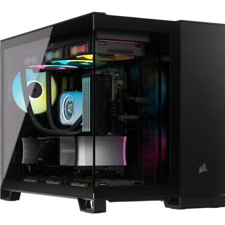 Корпус без блока питания/ Case Corsair iCUE LINK 2500X RGB, Midi-Tower, TG, 2x120mm RGB, 2xUSB-A 3.2, 1xUSB 3.2 Type-C, mATX, mITX Black