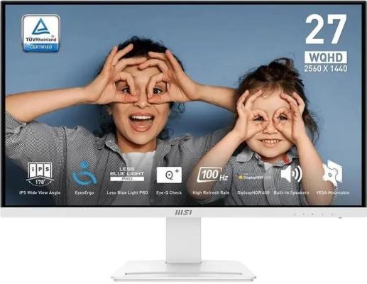 Монитор 27" MSI Pro MP273QW E2 белый IPS 2560x1440 400 cd/m^2 4 ms HDMI DisplayPort Аудио 9S6-3PB69H-054 (Уценка, разбит экран)