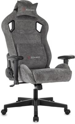 Кресло игровое Zombie Ghost Fabric серый Light-19 с подголов. крестов. пластик