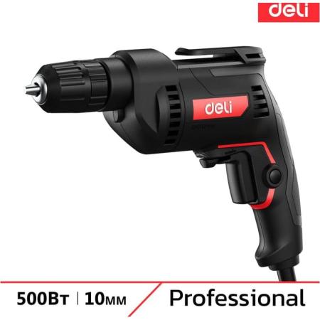 DELI Профессиональная сетевая безударная дрель DE-DZ10-1E (500Вт, быстрозажимной патрон 10мм, 3300 об/мин) 134510