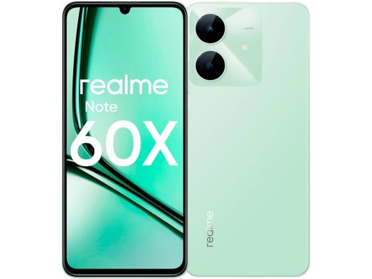 Смартфон Realme RMX3938 Note 60х 64Gb 3Gb зеленый моноблок 3G 4G 2Sim 6.74" 720x1600 Android 14 8Mpix 802.11 a/b/g/n/ac GPS GSM900/1800 GSM1900 A-GPS microSD max2048Gb