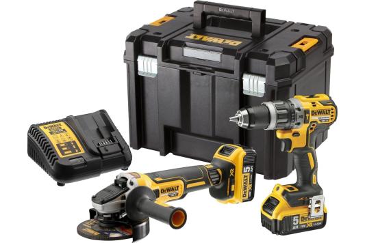 Набор электроинструмента DEWALT DCK2080P2T: ударная дрель-шуруповерт DCD796 и углошлифмашина DCG405