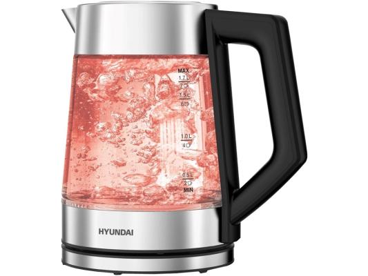 Чайник электрический Hyundai HYK-G4402 1.7л. 2200Вт черный/серебристый корпус: стекло