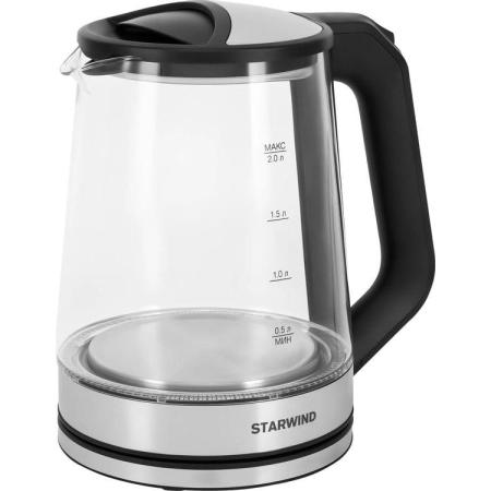 Чайник электрический Starwind SKG2112 2л. 1800Вт черный/прозрачный корпус: стекло