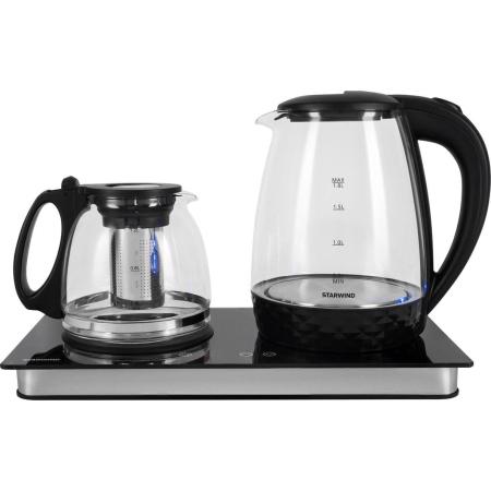 Чайник электрический Starwind SKG4044 1.8л. 1800Вт черный/серебристый корпус: стекло
